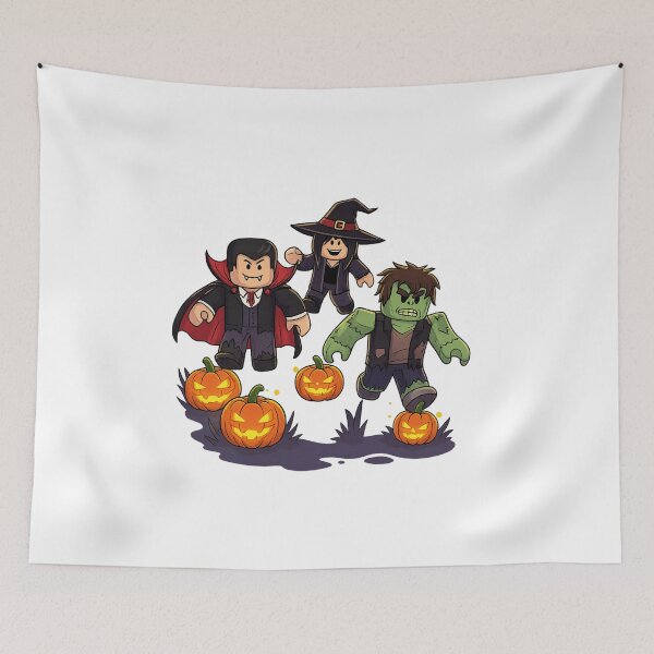 Item preview, Halloween Cartoon Characters – Vampire, Witch and Zombie with Pumpkins Graphic Design designed and sold by Promoffy.