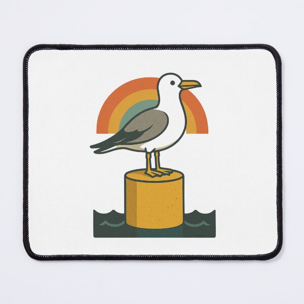 Item preview, Retro seagull on bollard – maritime harbor design designed and sold by Fies-und-Fein.