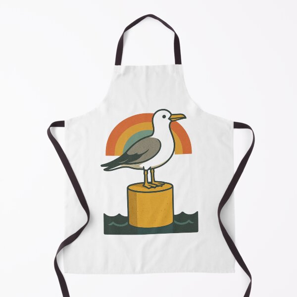 Item preview, Retro seagull on bollard – maritime harbor design designed and sold by Fies-und-Fein.