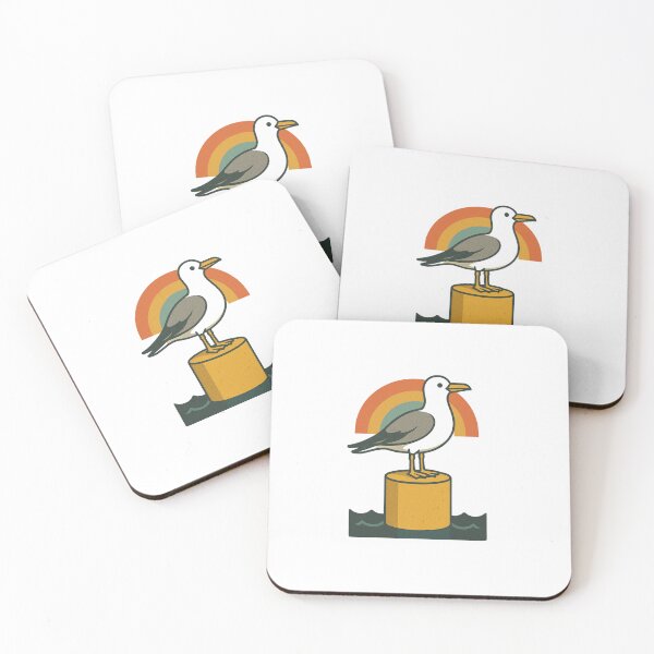 Item preview, Retro seagull on bollard – maritime harbor design designed and sold by Fies-und-Fein.