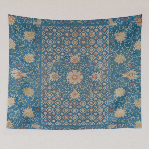 Item preview, Azure Palace Rug Motif - Vintage Floral Lattice on Cobalt designed and sold by trajeado14.