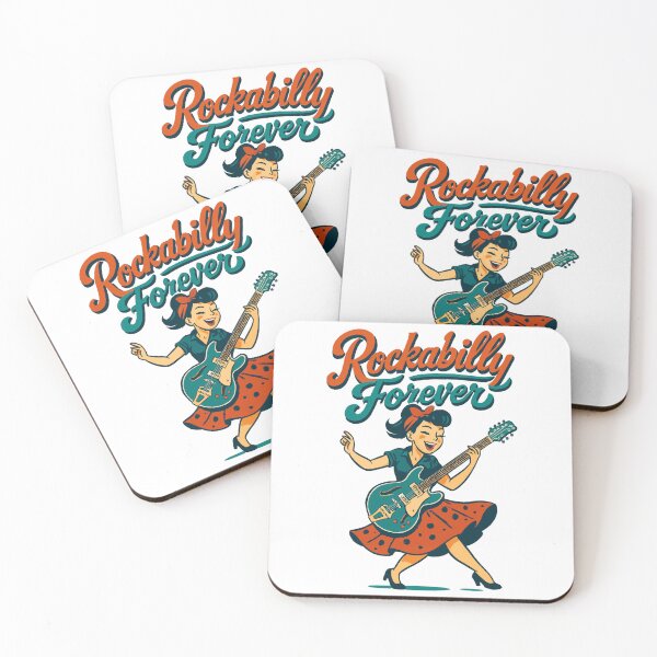 Item preview, Rockabilly Forever electric guitar woman 50s Rock'n'Roll good mood gift designed and sold by Pineapple-Tree.