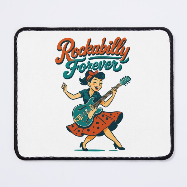 Item preview, Rockabilly Forever electric guitar woman 50s Rock'n'Roll good mood gift designed and sold by Pineapple-Tree.