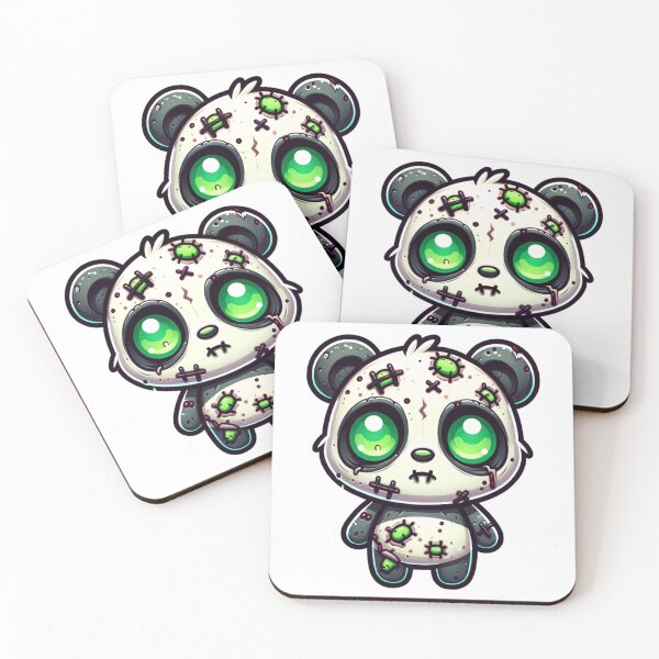Item preview, Kawaii Zombie Panda Art with Green Eyes - Cute Stitched Undead Halloween Design designed and sold by NSB-Design.
