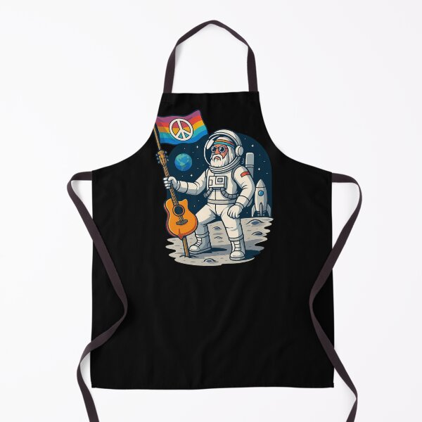 Item preview, Elderly White Hippie Astronaut – Moon Peace Flag Guitar Design designed and sold by Lunaria Arts.