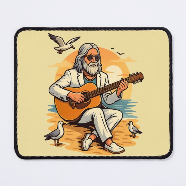Item preview, Elderly White Hippie Beach Guitarist – Chill Sunset Music Design designed and sold by Lunaria Arts.