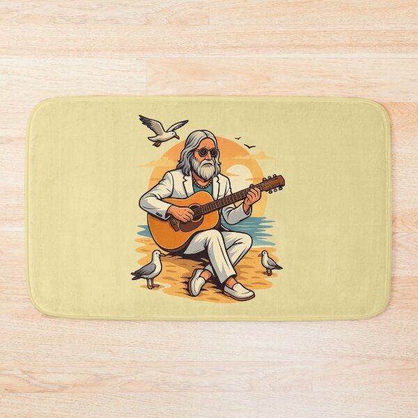 Item preview, Elderly White Hippie Beach Guitarist – Chill Sunset Music Design designed and sold by Lunaria Arts.