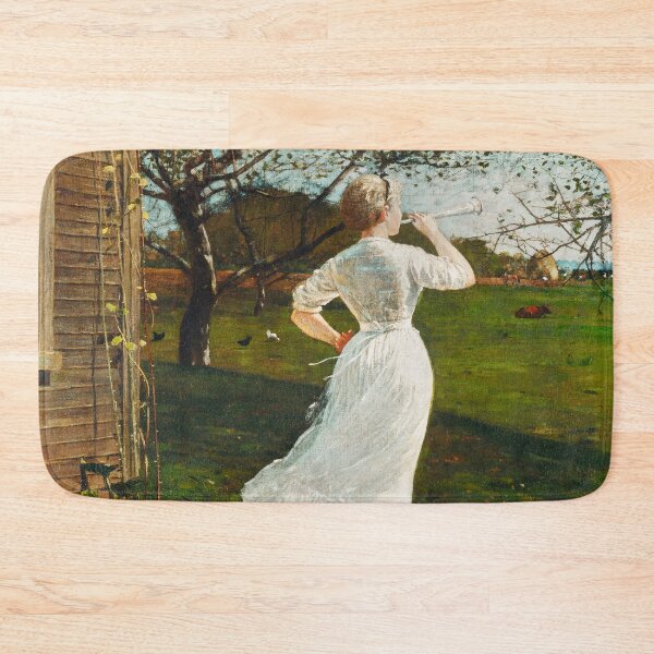 Item preview, The Dinner Horn Blowing the Horn at Seaside 1870 Winslow Homer - American Realist Maritime Art designed and sold by Under-TheTable.