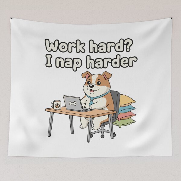 Item preview, Cute dog at office desk with funny work quote designed and sold by Tong4130.