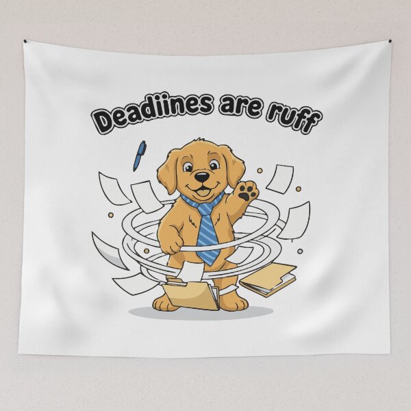 Item preview, Puppy with office tie and funny deadline quote designed and sold by Tong4130.