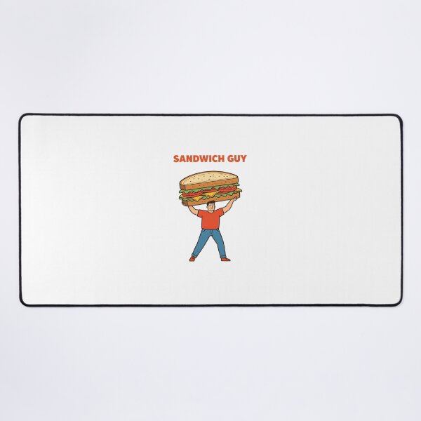 Item preview, Man proudly holds a giant sandwich above his head in a playful illustration with a cheerful expression designed and sold by SpaceartLilu.