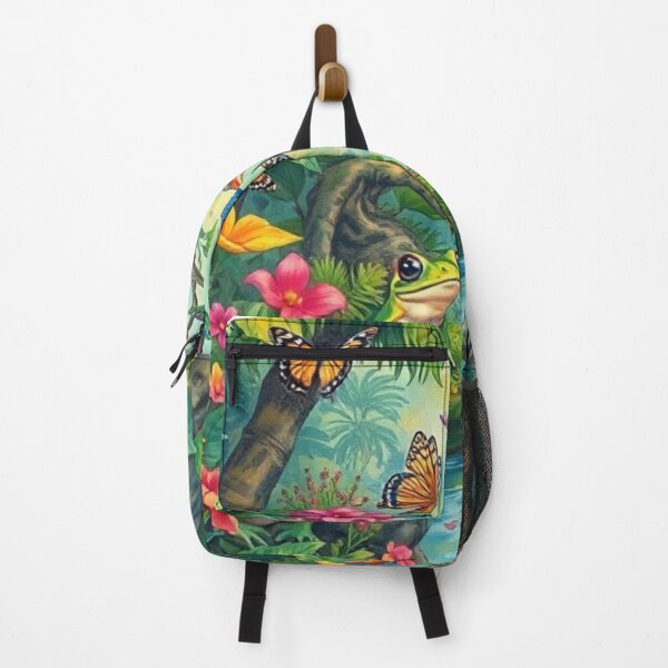 Item preview, Cartoon Frogs in Tropical Butterfly Jungle designed and sold by Iuqiune.
