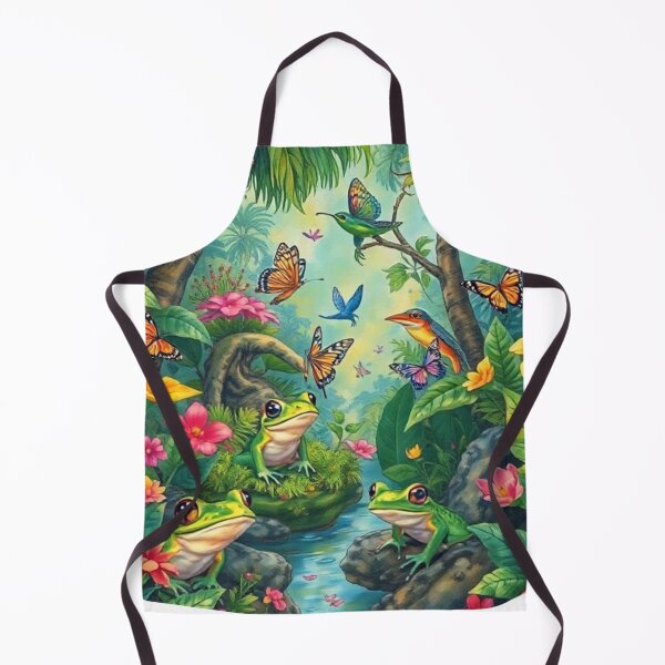 Item preview, Cartoon Frogs in Tropical Butterfly Jungle designed and sold by Iuqiune.