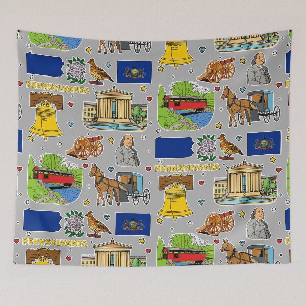 Item preview, Pennsylvania State Landmarks Vintage Travel Design – Liberty Bell & State Pride Art designed and sold by mashmosh.