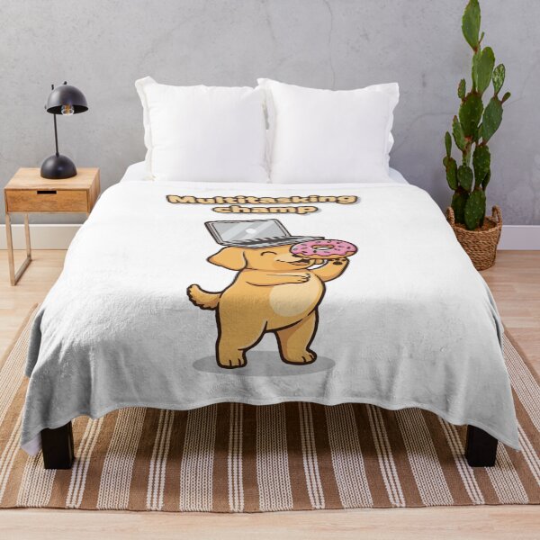 Item preview, Dog with laptop and donut funny multitask quote designed and sold by Tong4130.