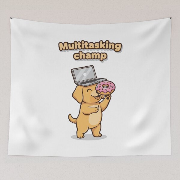 Item preview, Dog with laptop and donut funny multitask quote designed and sold by Tong4130.