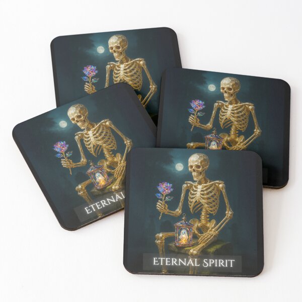Item preview, Golden Skeleton with Crystal Rose - Gothic Romance Art designed and sold by CamillaCreation.