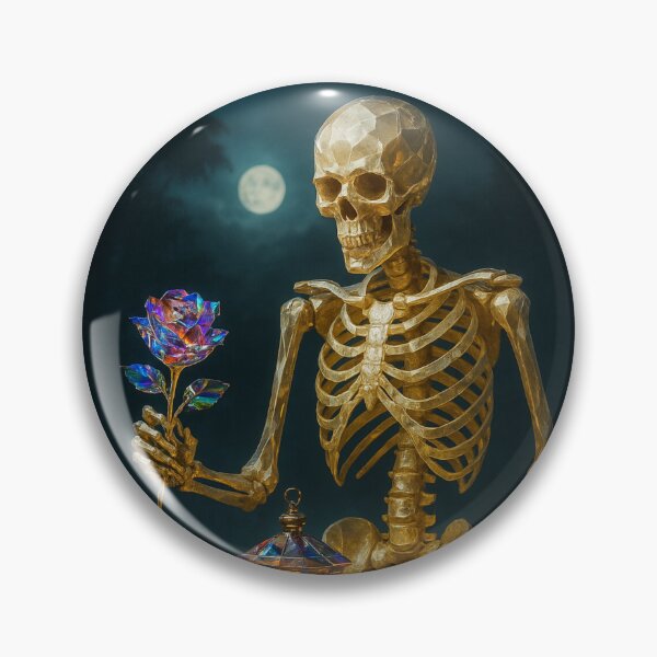 Item preview, Golden Skeleton with Crystal Rose - Gothic Romance Art designed and sold by CamillaCreation.