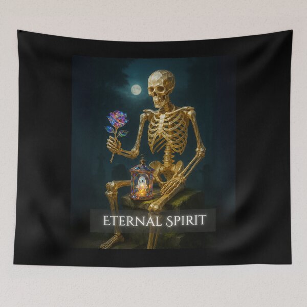 Item preview, Golden Skeleton with Crystal Rose - Gothic Romance Art designed and sold by CamillaCreation.