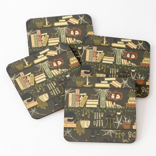 Item preview, Haunted Bookshelf - Spooky Cat & Halloween Books Pattern designed and sold by space-kitten.