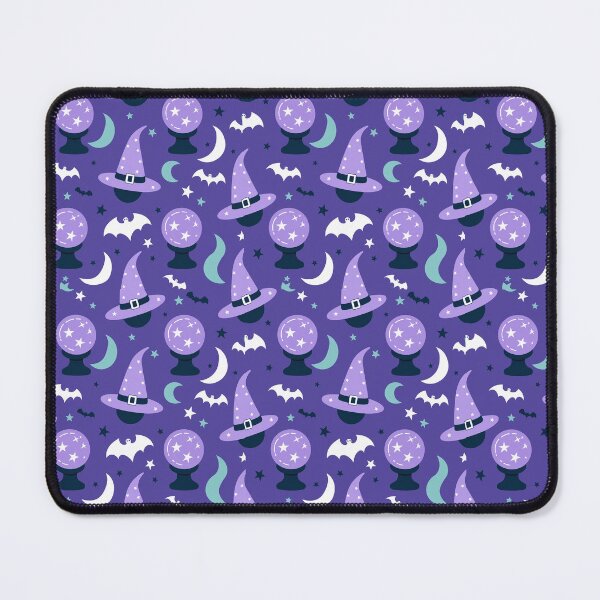 Item preview, whimsical halloween pattern with witch hat and crystal ball designed and sold by Bela Mehta.