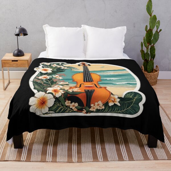 Item preview, Hawaii Mele Music - Beach Waves Violin with Orchids designed and sold by NautiChic.