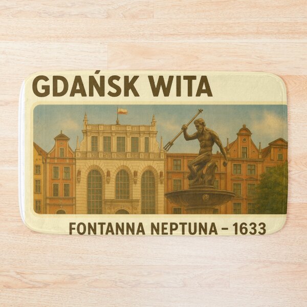 Item preview, Welcome to Gdańsk – Neptune Fountain 1633 (Retro Poster) designed and sold by Boldolka.