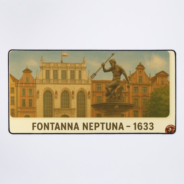 Item preview, Welcome to Gdańsk – Neptune Fountain 1633 (Retro Poster) designed and sold by Boldolka.