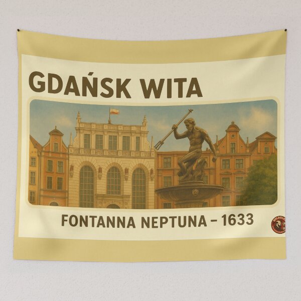 Item preview, Welcome to Gdańsk – Neptune Fountain 1633 (Retro Poster) designed and sold by Boldolka.