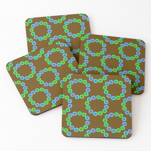 Item preview, Abstract flower repeating pattern Nutmeg wood designed and sold by Svasti Arts and Designs.