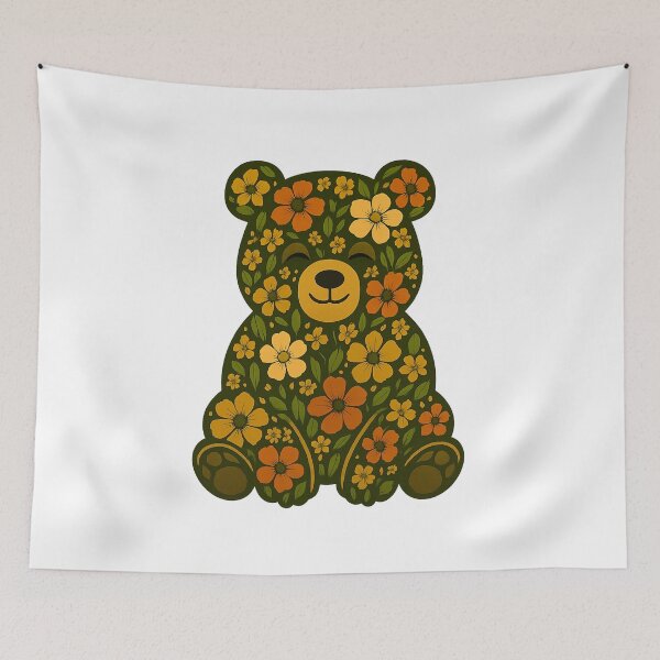 Item preview, Oso floral retro designed and sold by PlanetBoi.
