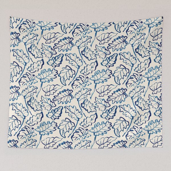Item preview, Philodendron leaves blue and white pattern designed and sold by SaryandSaff.