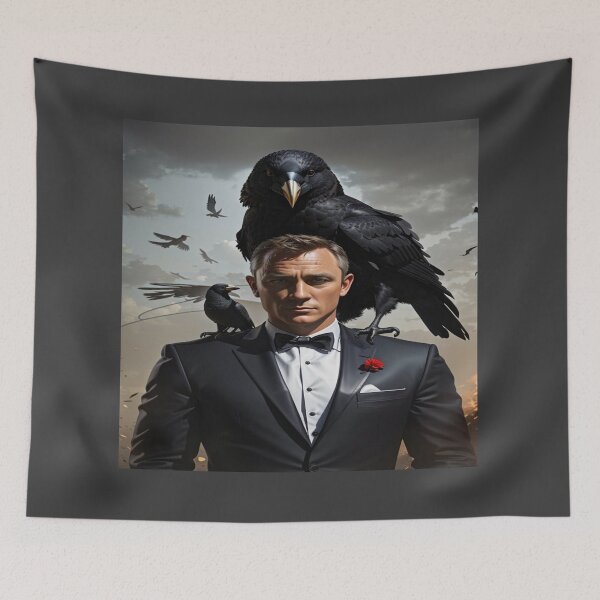 Item preview, Dark Raven Guardian – Mysterious Man with Raven on Shoulder Gothic Artwork designed and sold by VelureArt.