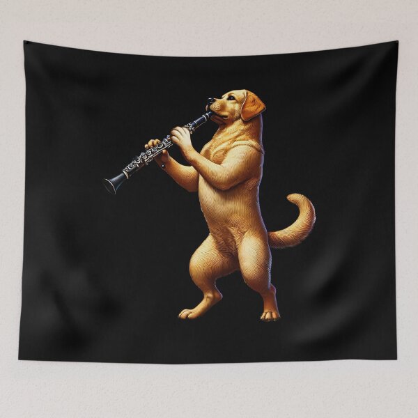 Item preview, Labrador Retriever Playing Clarinet Player Dog Lover designed and sold by Kimberley King Art  King Art.
