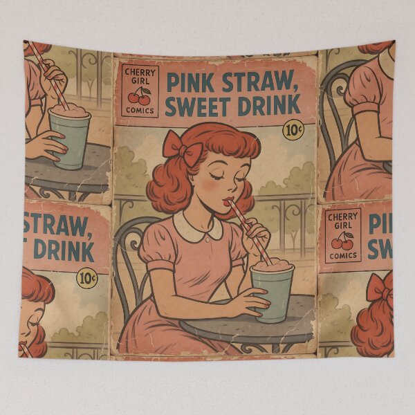 Item preview, Sweet Cherry Girl: Pink straw, sweet drink designed and sold by bapupa.