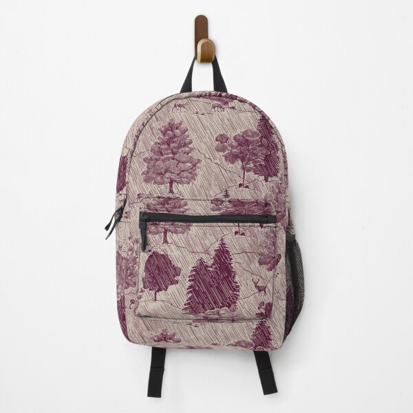 Item preview, Rainy Rural Landscape With Deer and Trees Toile Burgundy and Beige designed and sold by Carlo-Atzei.