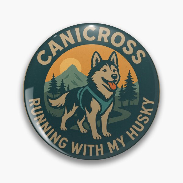 Item preview, Canicross – Running with My Husky Vintage Emblem Design designed and sold by Meandmyshop.