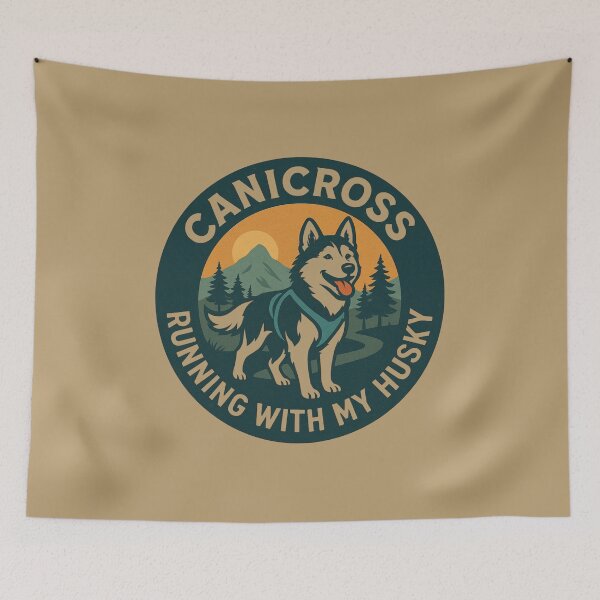Item preview, Canicross – Running with My Husky Vintage Emblem Design designed and sold by Meandmyshop.