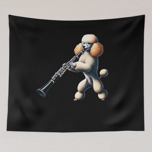 Item preview, Poodle Playing Clarinet Player Dog Lover designed and sold by Kimberley King Art  King Art.