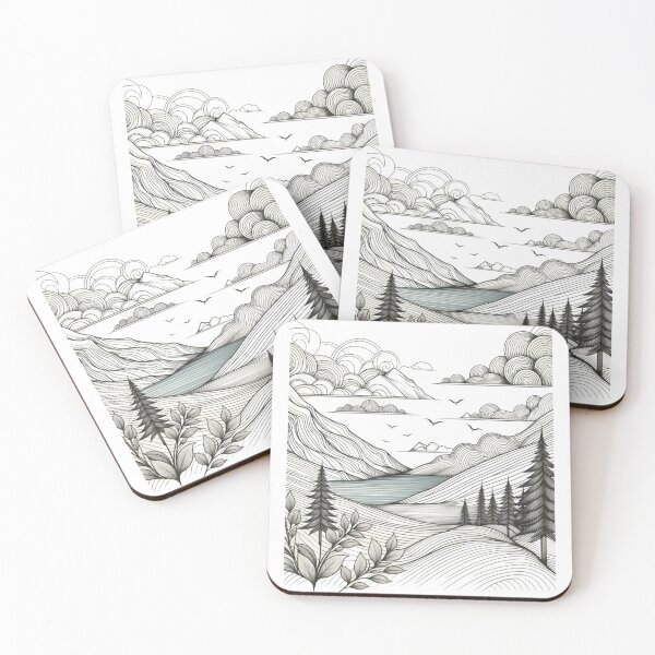 Item preview, Minimalist Mountain Landscape Line Art designed and sold by SholoStudio.