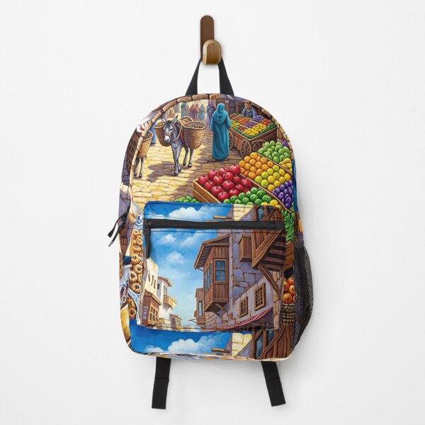 Item preview, An old Arab street with fruit and vegetable vendors. I drew it with acrylics colors designed and sold by jotcar.