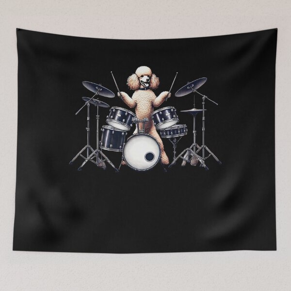 Item preview, Poodle Playing Drum Kit Player Dog Lover designed and sold by Kimberley King Art  King Art.