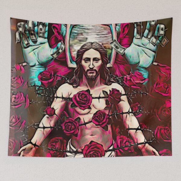 Item preview, Christ Among Thorns and Roses – Contemporary Surreal Art designed and sold by ismo1530.