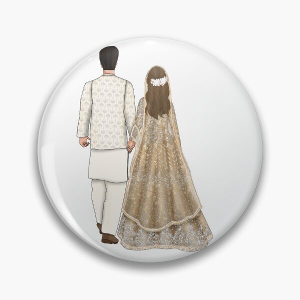 Item preview, Wedding Desi Couple Back Indian Pakistani Muslim  designed and sold by Sketchbook Studio by Aqsaa.