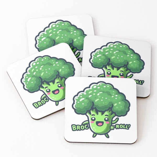 Item preview, Broc N’ Roll – Kawaii Broccoli Food Pun Illustration designed and sold by SketchOnScreen.