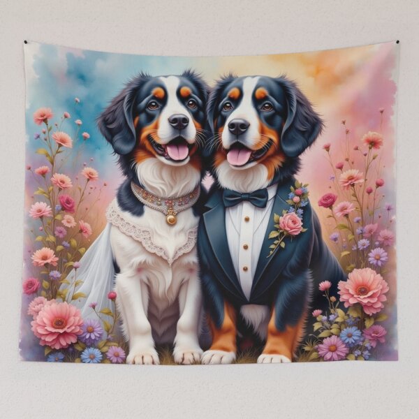 Item preview, Just Married Adorable Bernese Mountain Dogs designed and sold by Wags & Tails.