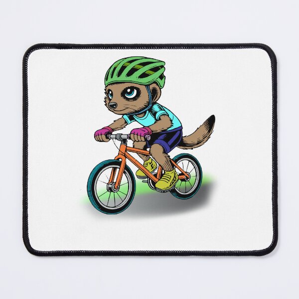Item preview, Sporty meerkat with green helmet riding energetically on a bicycle – dynamic cartoon illustration designed and sold by Sim-PX.