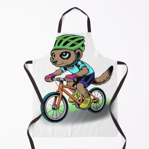Item preview, Sporty meerkat with green helmet riding energetically on a bicycle – dynamic cartoon illustration designed and sold by Sim-PX.