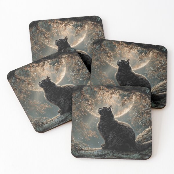 Item preview, Black Cat Guardian of the Night – Forest Moonbeam designed and sold by Erika Kaisersot.
