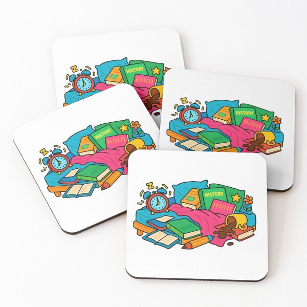 Item preview, Back to school concept with books and alarm clock on bed, maximalist style. Isolated on transparent background designed and sold by dvoevnore.